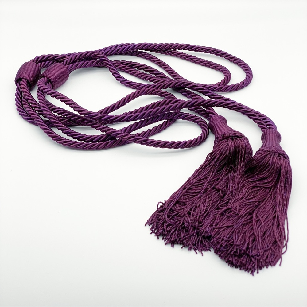 P😊4/$20 Purple Amethyst Curtains Drapes Cord Holdback Rope Elegant Tassel Pair